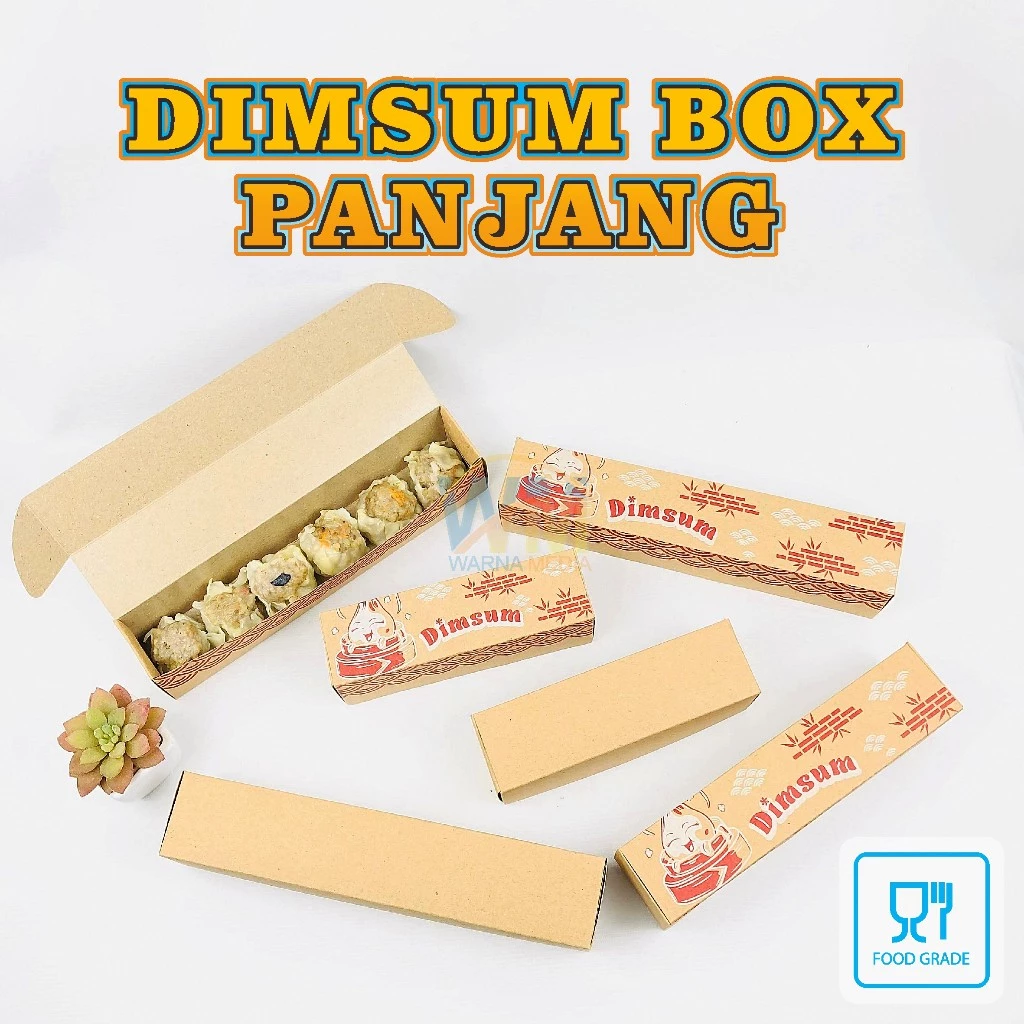 Dus box dimsum panjang - Dus dimsum motif Dus Box Dimsum Panjang / Dimsum Box / Kotak Dimsum Laminasi / Dus Dimsum Motif / Wadah Dimsum Panjang / Box Dimsum Mentai - Gambar 1