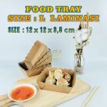 Paper Food Tray S 10x10x3,5 / Piring Nampan Kertas / Alas Tempat Makan / Tempat Makan Kentang Sosis Burger / Nampan Makanan Kerta - Gambar 6