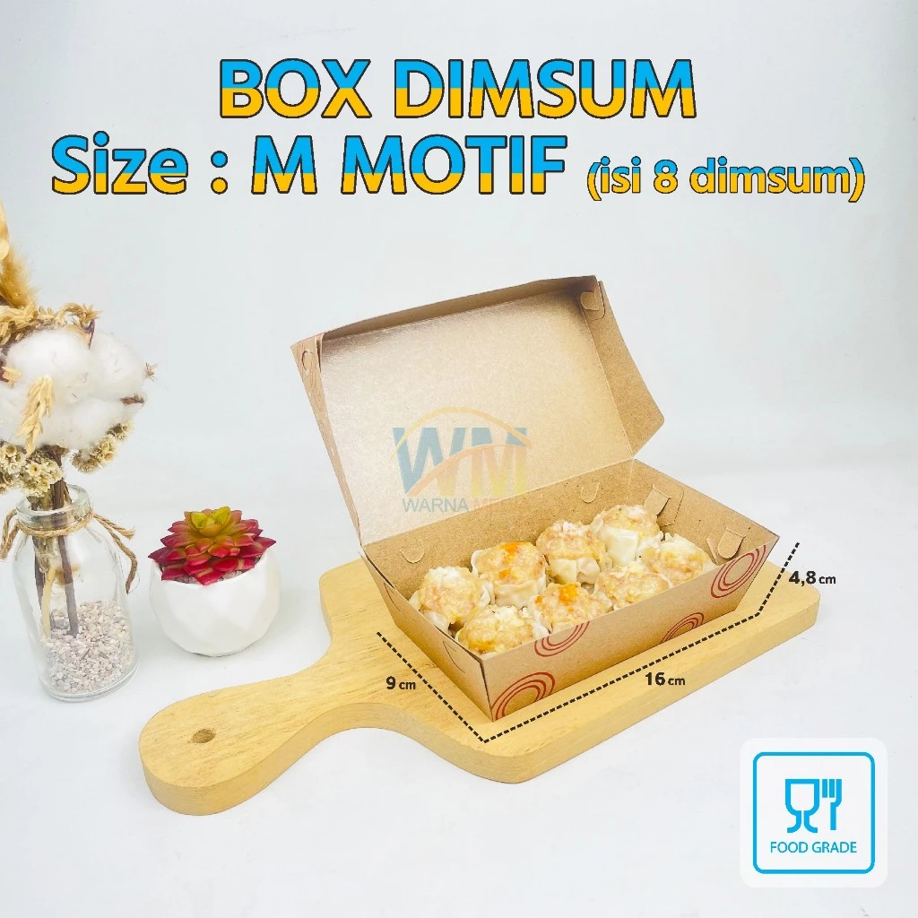 m-motif Dus Dimsum Laminasi Muat 10 Dimsum / Kotak Dimsum Besar / Mika Dimsum / Kemasan Dimsum / Kemasan Dimsum Box / Wadah Dimsum - Gambar 1